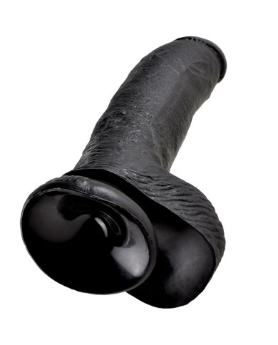 KING COCK - GODE NOIR AVEC BOULES 22.9 CM