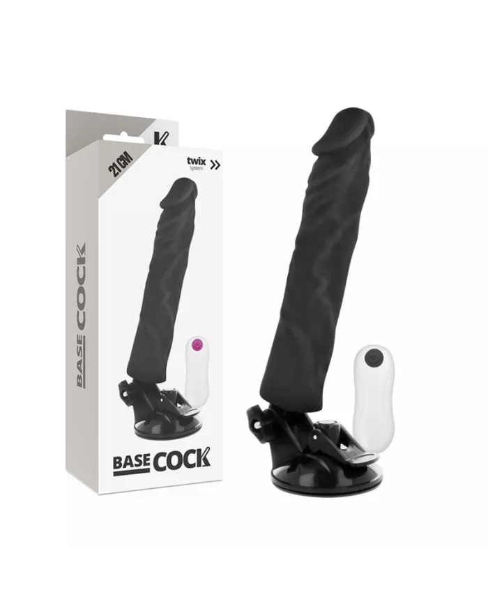 BASECOCK - VIBRATEUR RÉALISTE TÉLÉCOMMANDE NOIR 21 CM -O- 4 CM