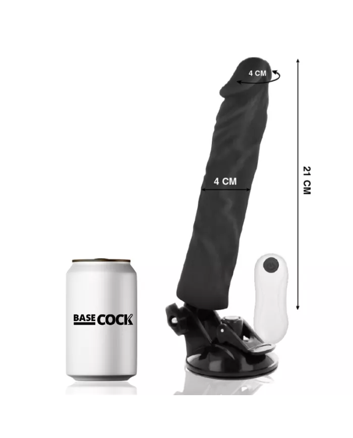 BASECOCK - VIBRATEUR RÉALISTE TÉLÉCOMMANDE NOIR 21 CM -O- 4 CM