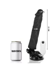 BASECOCK - VIBRATEUR RÉALISTE TÉLÉCOMMANDE NOIR 21 CM -O- 4 CM