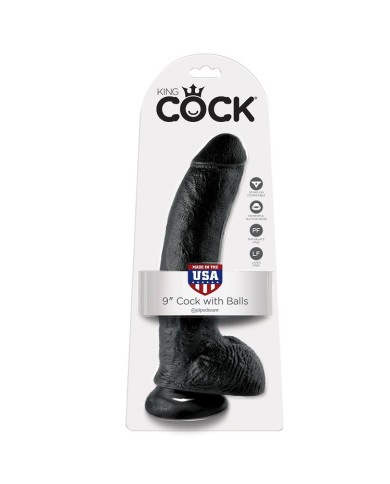 KING COCK - GODE NOIR AVEC BOULES 22.9 CM