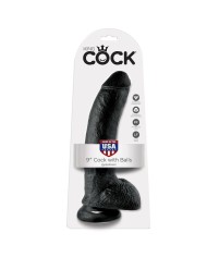 KING COCK - GODE NOIR AVEC BOULES 22.9 CM