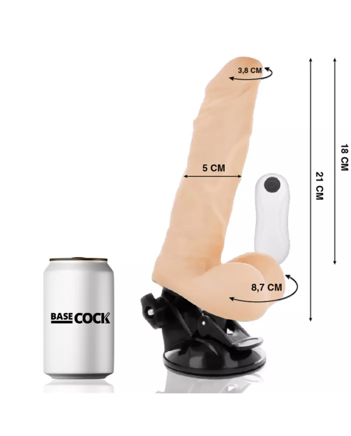 BASECOCK - VIBRATEUR ARTICULABLE TÉLÉCOMMANDE NATUREL 21 CM -O- 5 CM