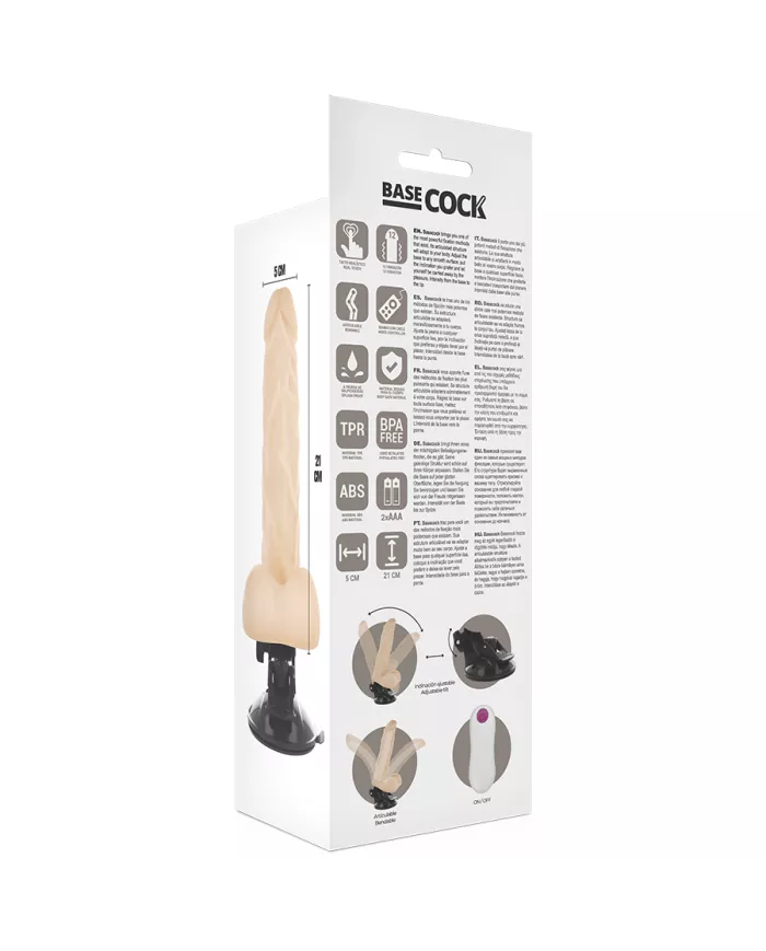 BASECOCK - VIBRATEUR ARTICULABLE TÉLÉCOMMANDE NATUREL 21 CM -O- 5 CM