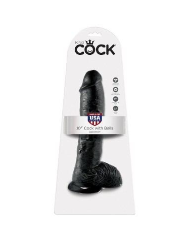 KING COCK - GODE NOIR AVEC BOULES 25.4 CM