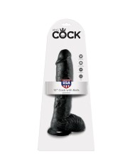 KING COCK - GODE NOIR AVEC BOULES 25.4 CM