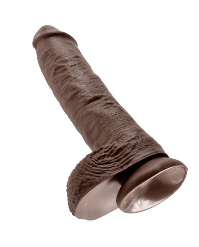 KING COCK - 10 GODE MARRON AVEC BOULES 25.4 CM