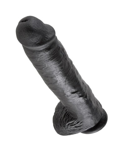 KING COCK - GODE NOIR AVEC BOULES 28 CM