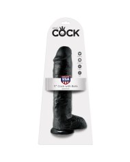 KING COCK - GODE NOIR AVEC BOULES 28 CM