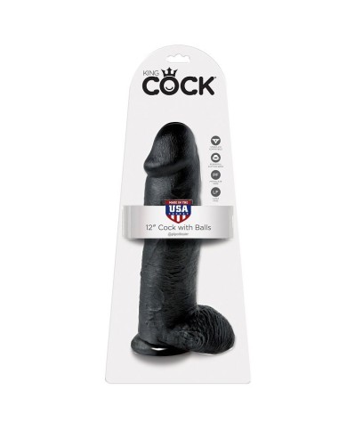 KING COCK - GODE NOIR AVEC BOULES 30.48 CM