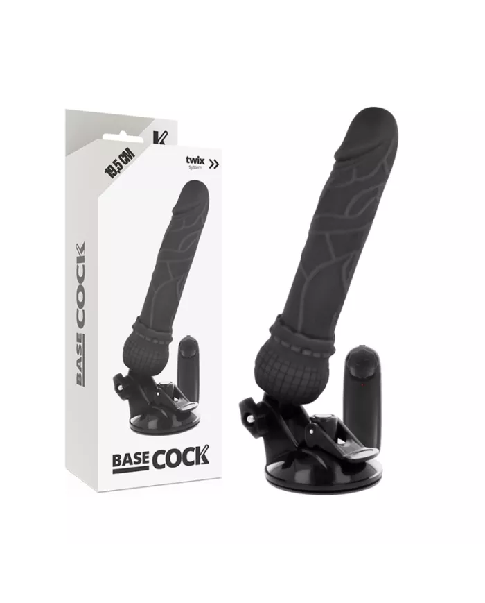BASECOCK - VIBRATEUR RÉALISTE TÉLÉCOMMANDE NOIR 19.5 CM -O- 4 CM