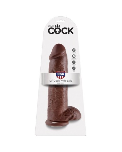 KING COCK - GODE MARRON AVEC BOULES 30.48 CM