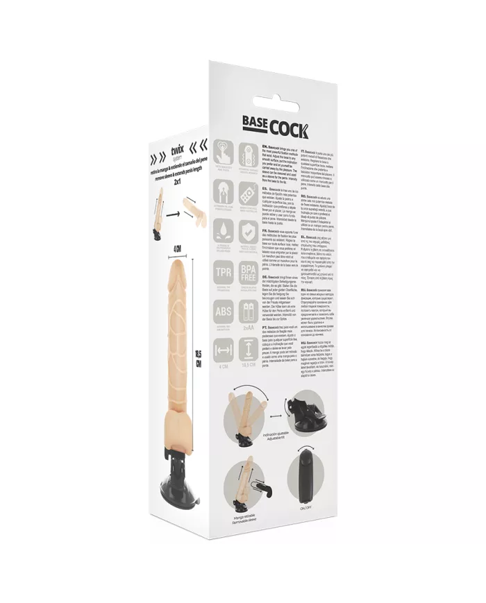 BASECOCK - VIBRATEUR TÉLÉCOMMANDE NATUREL RÉALISTE 18.5 CM -O- 4CM