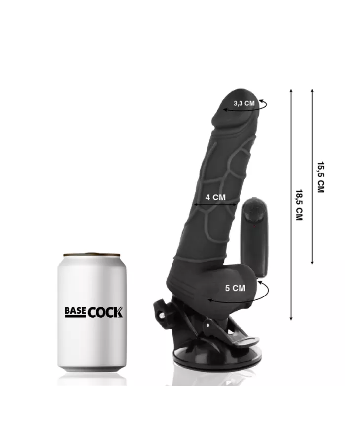 BASECOCK - VIBRATEUR RÉALISTE TÉLÉCOMMANDE NOIR 18.5 CM -O- 4CM