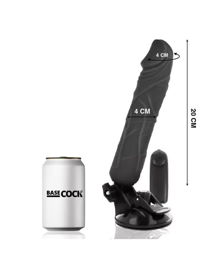 BASECOCK - VIBRATEUR RÉALISTE TÉLÉCOMMANDE NOIR 20 CM -O- 4 CM