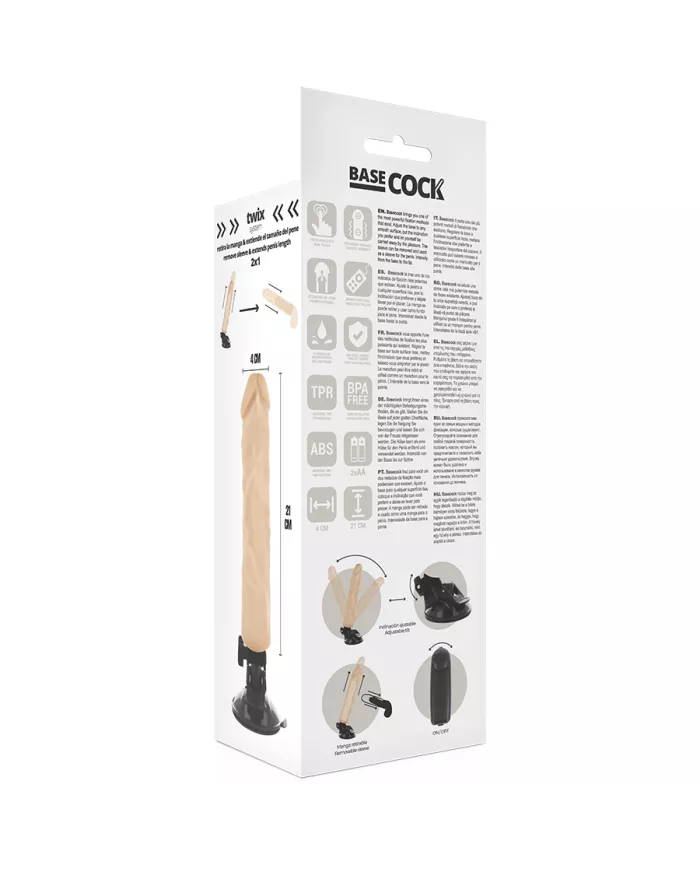 BASECOCK - VIBRATEUR RÉALISTE TÉLÉCOMMANDE NATUREL 21 CM -O- 4 CM