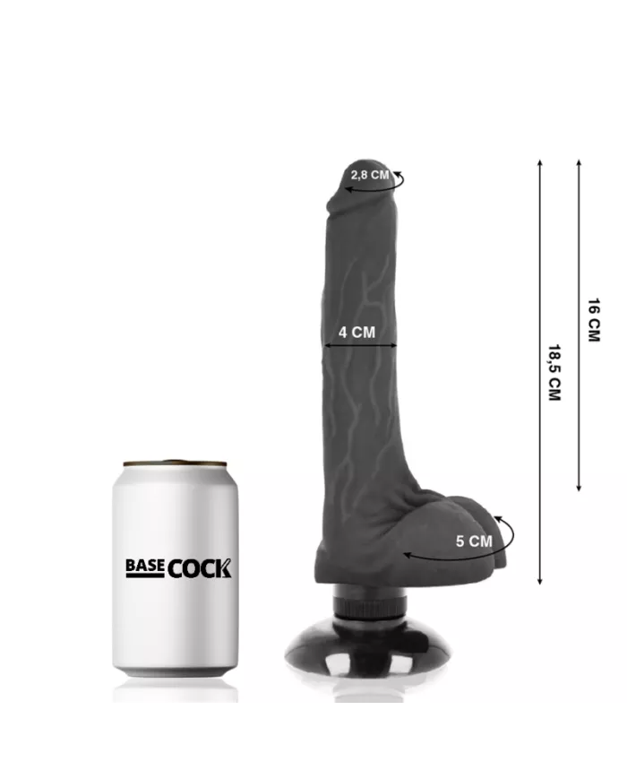 BASECOCK - VIBRATEUR RÉALISTE 2-1 NOIR 18.5 CM -O- 4 CM