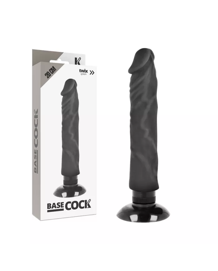 BASECOCK - VIBRATEUR RÉALISTE 2-1 NOIR 20 CM -O- 4 CM