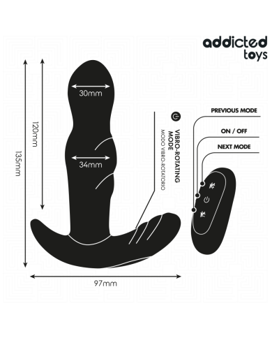 ADDICTED TOYS - PLUG ANAL VIBRANT ET ROTATIF AVEC TÉLÉCOMMANDE