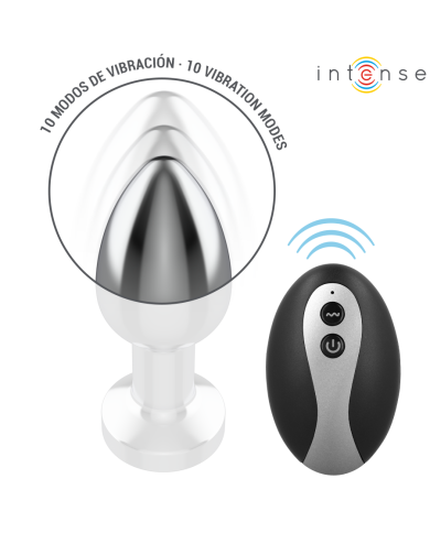 INTENSE - PLUG ANAL VIBRANT EN MÉTAL AVEC LUMIÈRES LED ET TÉLÉCOMMANDE - TAILLE S