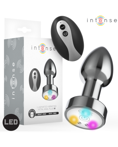 INTENSE - PLUG ANAL VIBRANT EN MÉTAL AVEC LUMIÈRES LED ET TÉLÉCOMMANDE - TAILLE M