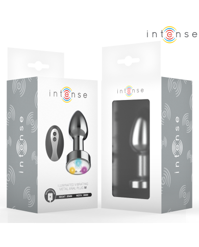 INTENSE - PLUG ANAL VIBRANT EN MÉTAL AVEC LUMIÈRES LED ET TÉLÉCOMMANDE - TAILLE M