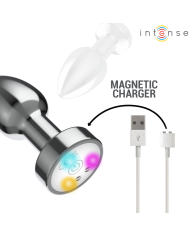 INTENSE - PLUG ANAL VIBRANT EN MÉTAL AVEC LUMIÈRES LED ET TÉLÉCOMMANDE - TAILLE M