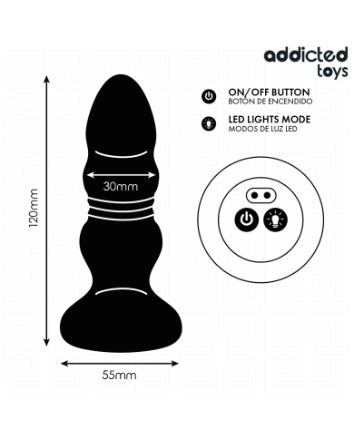 ADDICTED TOYS - PLUG ANAL ROTATIF ET VIBRANT, TÉLÉCOMMANDE AVEC LUMIÈRE LED