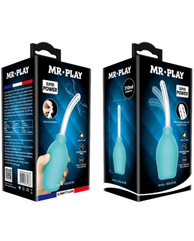 MR PLAY - DOUCHE EN CAOUTCHOUC BLEU POIRE ANAL