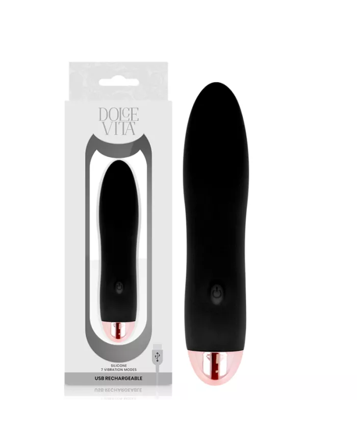 DOLCE VITA - VIBRATEUR RECHARGEABLE QUATRE NOIR 7 VITESSES