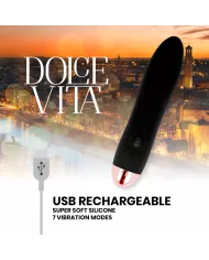 DOLCE VITA - VIBRATEUR RECHARGEABLE QUATRE NOIR 7 VITESSES