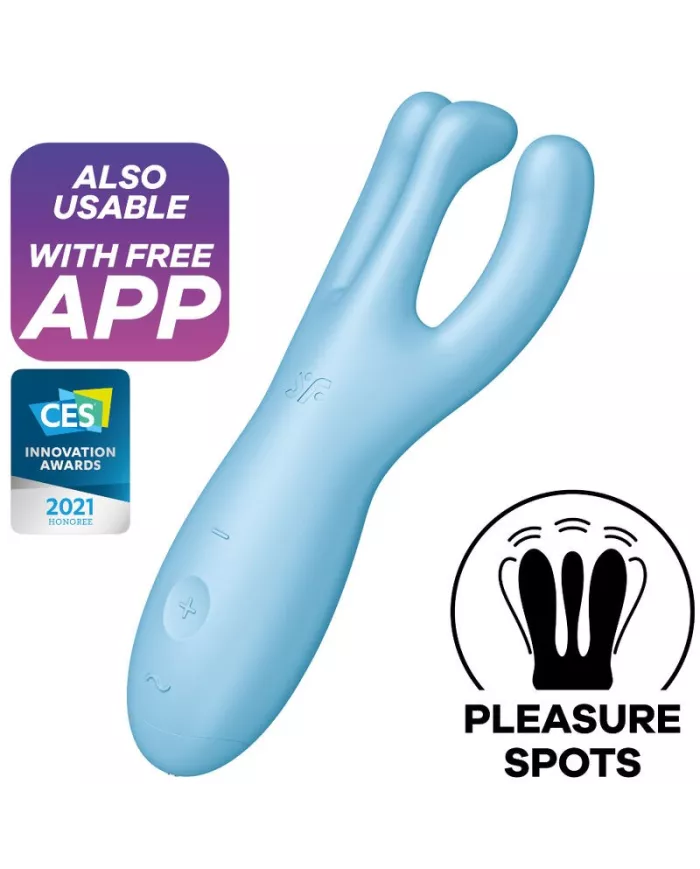 SATISFYER - APPLICATION VIBRATEUR THREESOME 4 BLEU SATISFYER - APPLICATION VIBRATEUR THREESOME 4 BLEU