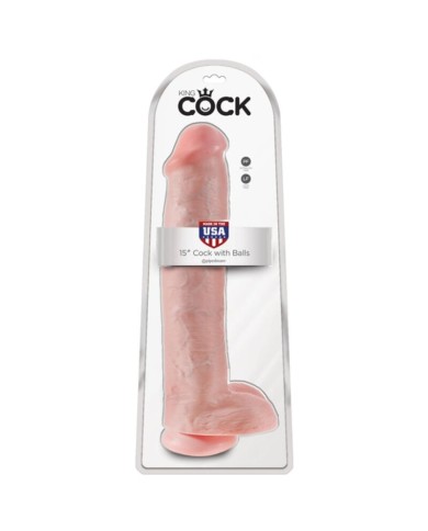 KING COCK - GODEMICHET RÉALISTE AVEC TESTICULES ET VENTOUSE 38 CM COULEUR