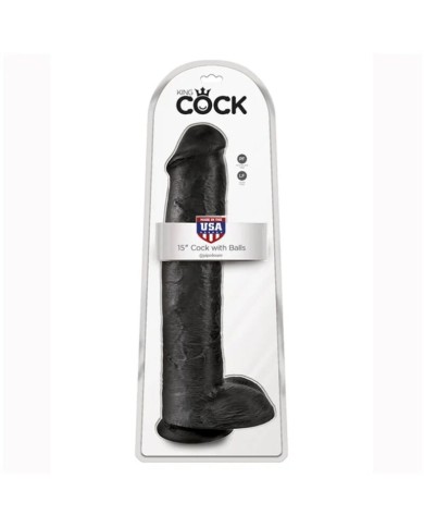 KING COCK - GODEMICHET RÉALISTE AVEC TESTICULES 38 CM NOIR