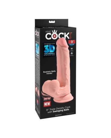 KING COCK PLUS - GODEMICHET RÉALISTE TRIPLE DENSITÉ AVEC TESTICULES MOBILES 23 CM CHAIR