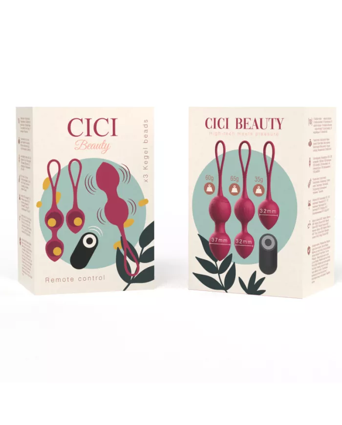 CICI BEAUTY - PREMIUM SILICONE 3 PERLES DE KEGEL VIBRANTES TÉLÉCOMMANDE