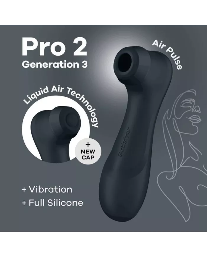 SATISFYER - PRO 2 GÉNÉRATION 3 TECHNOLOGIE AIR LIQUIDE NOIR