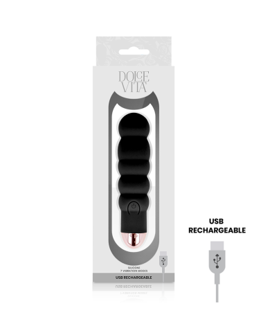 DOLCE VITA - VIBRATEUR RECHARGEABLE SIX NOIR 7 VITESSES