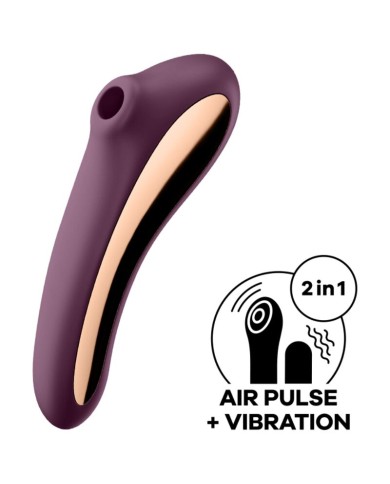 SATISFYER - VIBRATEUR DUAL KISS AIR PULSE VIN ROUGE