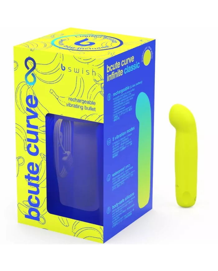 B SWISH - VIBRATEUR EN SILICONE RECHARGEABLE BCUTE CURVE INFINITE CLASSIC ÉDITION LIMITÉE JAUNE B SWISH - VIBRATEUR EN SILICONE RECHARGEABLE BCUTE CURVE INFINITE CLASSIC ÉDITION LIMITÉE JAUNE