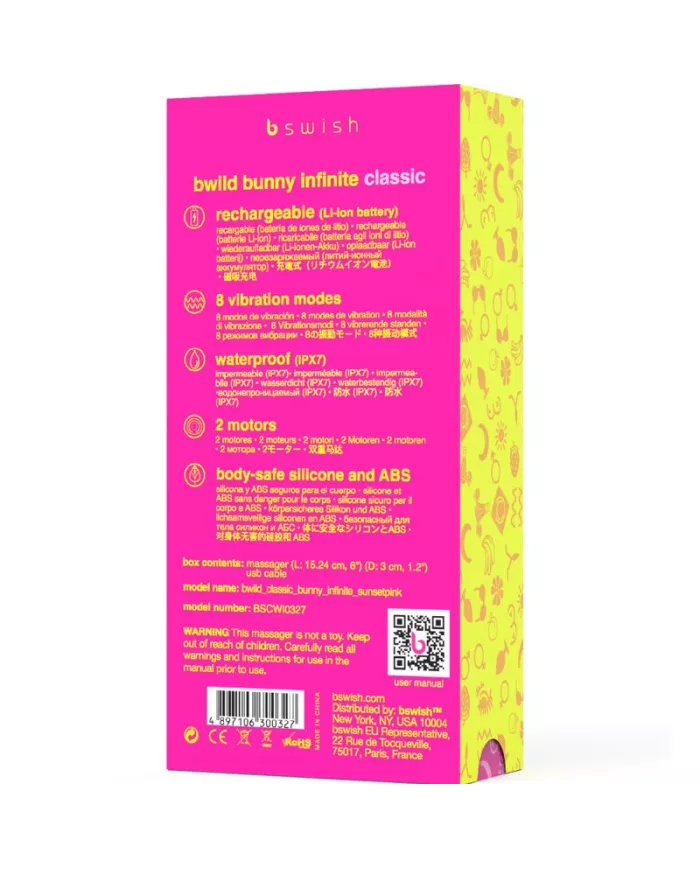 B SWISH - VIBRATEUR RECHARGEABLE CLASSIQUE BWILD BUNNY INFINITE SILICONE ROSE B SWISH - VIBRATEUR RECHARGEABLE CLASSIQUE BWILD BUNNY INFINITE SILICONE ROSE