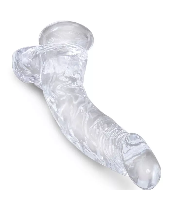 KING COCK - CLEAR PÉNIS COURBE RÉALISTE AVEC BOULES 16.5 CM TRANSPARENT