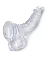KING COCK - CLEAR PÉNIS COURBE RÉALISTE AVEC BOULES 16.5 CM TRANSPARENT