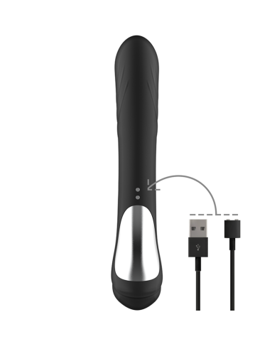 BLACK&SILVER - STIMULATEUR DE LAPIN EN SILICONE RECHARGEABLE JAMIE NOIR
