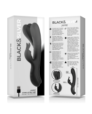 BLACK&SILVER - STIMULATEUR DE LAPIN EN SILICONE RECHARGEABLE JAMIE NOIR