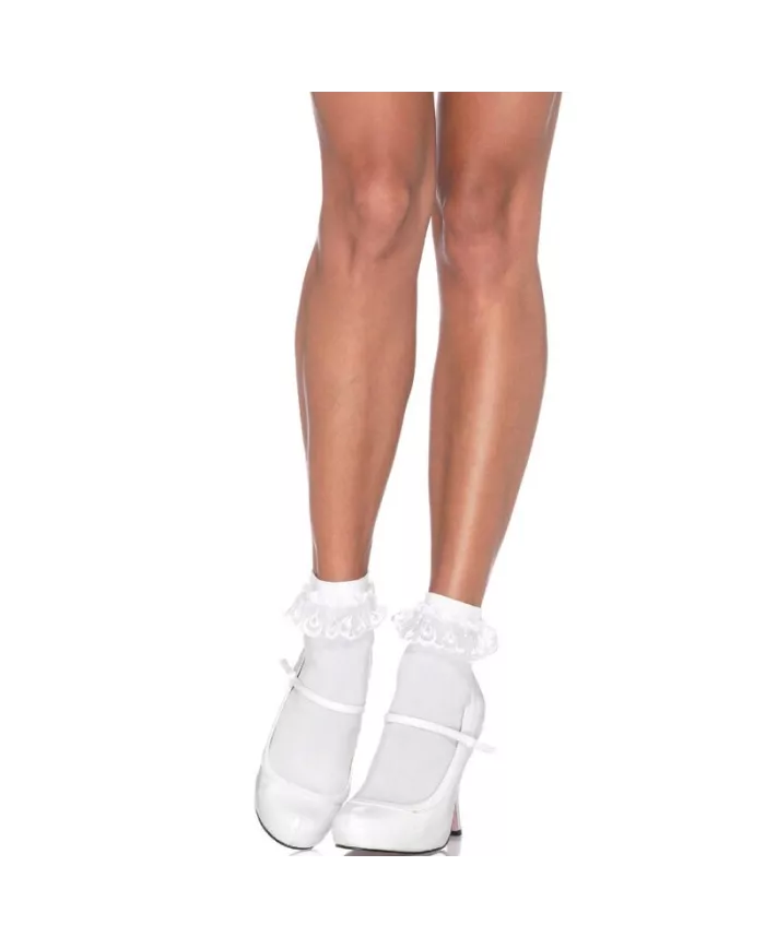 LEG AVENUE - CHAUSSETTES  VOLANTS EN DENTELLE BLANCHE