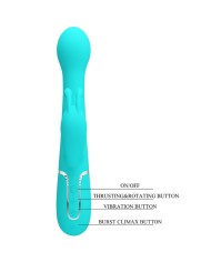 PRETTY LOVE - VIBRATEUR DEJON RABBIT 3 EN 1 MULTIFONCTION VERT AQUA