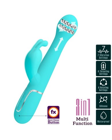 PRETTY LOVE - VIBRATEUR DEJON RABBIT 3 EN 1 MULTIFONCTION VERT AQUA