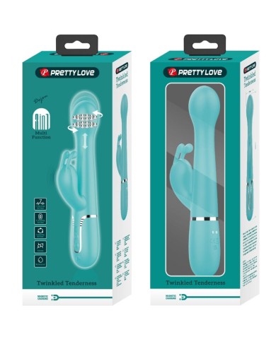 PRETTY LOVE - VIBRATEUR DEJON RABBIT 3 EN 1 MULTIFONCTION VERT AQUA