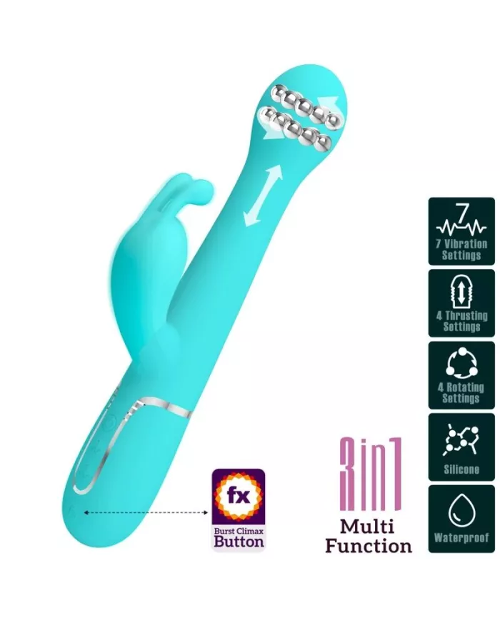 PRETTY LOVE - VIBRATEUR DEJON RABBIT 3 EN 1 MULTIFONCTION VERT AQUA PRETTY LOVE - VIBRATEUR DEJON RABBIT 3 EN 1 MULTIFONCTION VERT AQUA